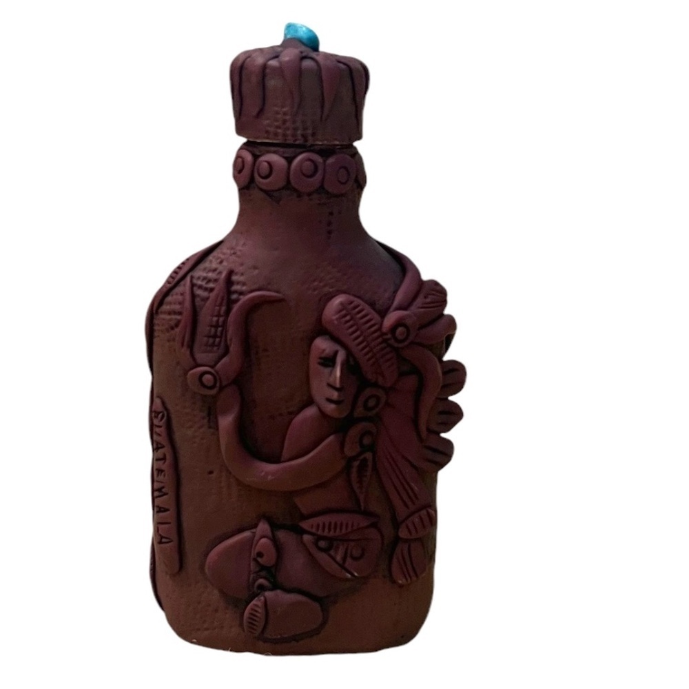 Vintage Handmade Guatemala Polymer Clay Covered Souvenir Bottle‎